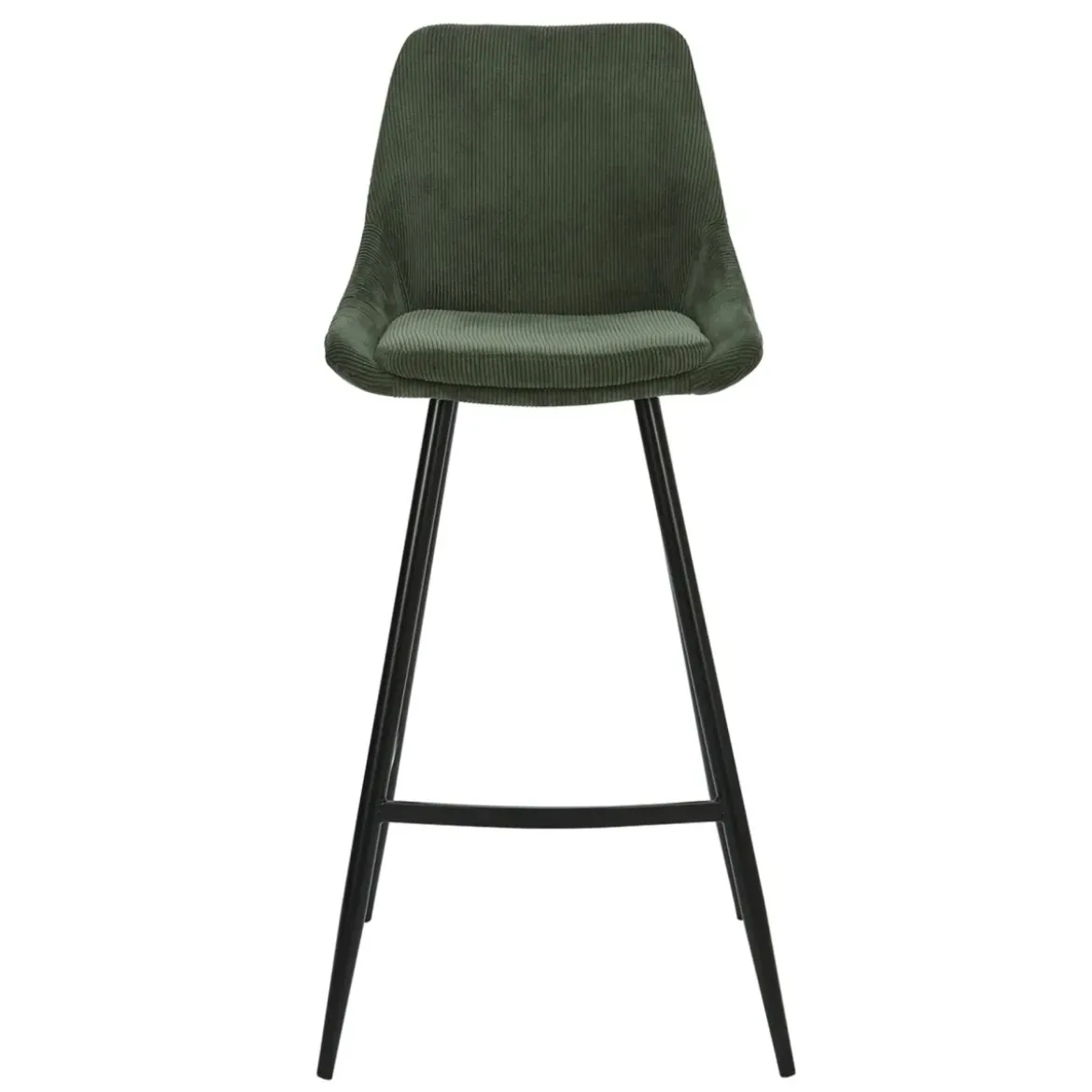 Set di 2 sgabelli da bar con schienale in velluto a coste (Altezza seduta 75cm) Juno Verde pino