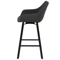 Set di 2 sgabelli da bar girevoli con schienale in tessuto (Altezza seduta 75cm) Zila Grigio scuro