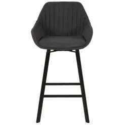 Set di 2 sgabelli da bar girevoli con schienale in tessuto (Altezza seduta 75cm) Zila Grigio scuro