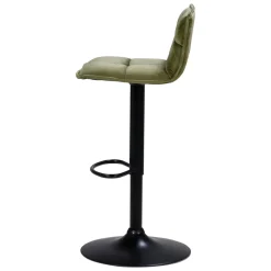 Set di 2 sgabelli da bar girevoli con schienale regolabile in altezza (seduta da 63 a 84 cm) Carly Verde oliva