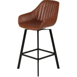 Set di 2 sgabelli per isola centrale girevoli con schienale in similpelle (Altezza seduta 65 cm) Zila Marrone
