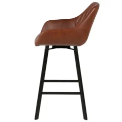 Set di 2 sgabelli per isola centrale girevoli con schienale in similpelle (Altezza seduta 65 cm) Zila Marrone