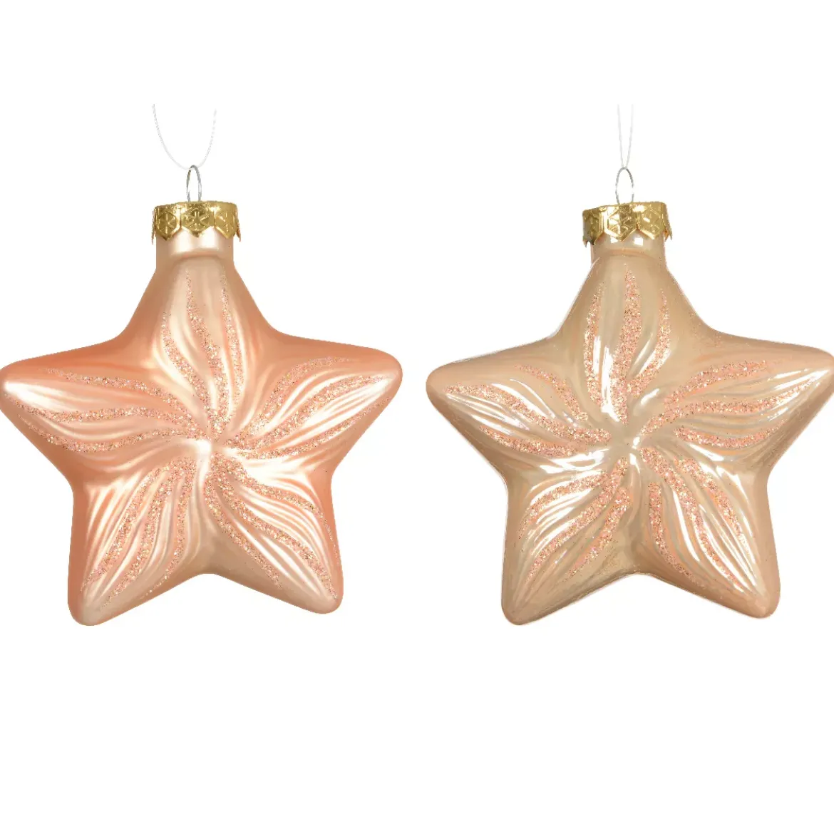 Set di 2 sospensioni in vetro (H10 cm) Stelle Celesti Pesca