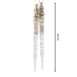 Set di 2 stalattiti da appendere (H14 cm) Ghiaccio Trasparente dorato