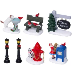 Set di 7 statuine per villaggio (H7,5 cm) Animazione cittadina