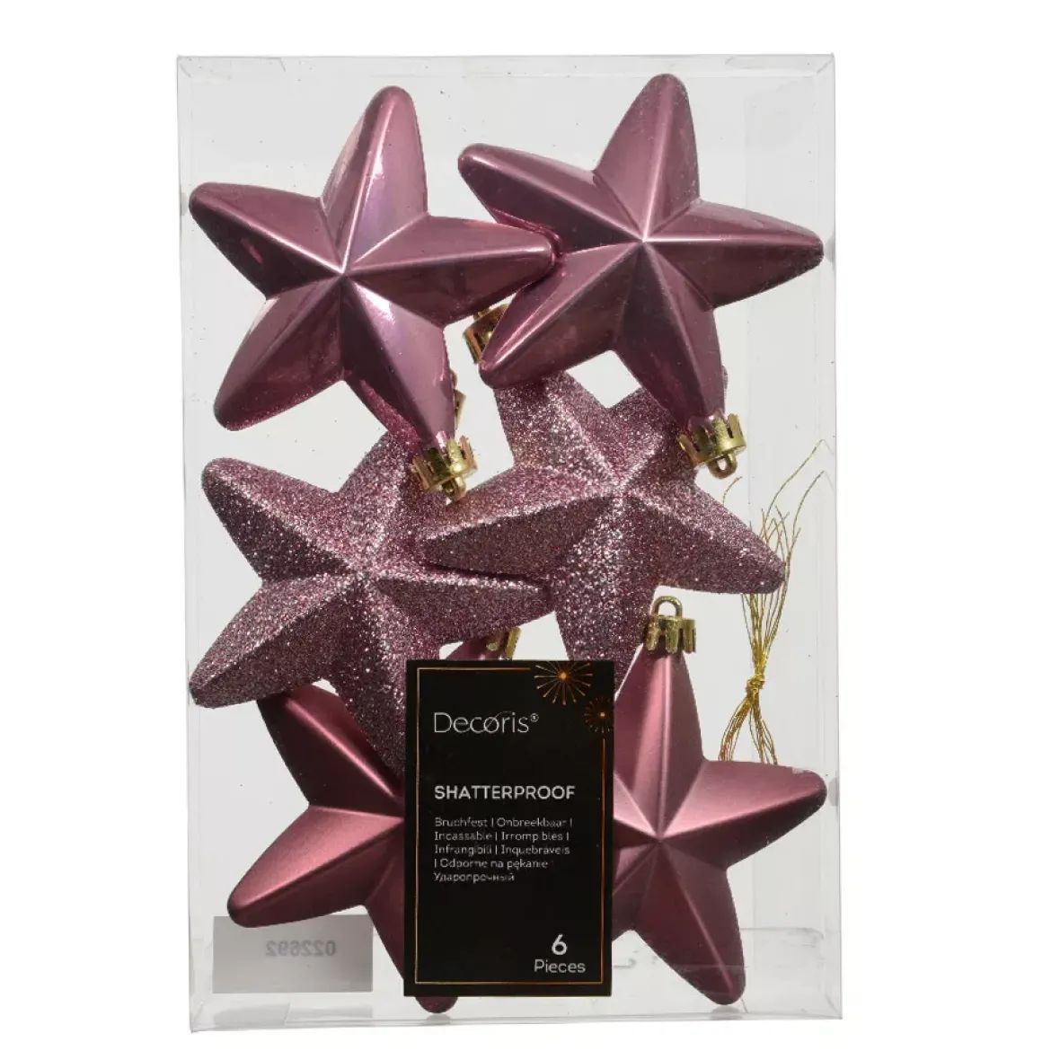 Set di 6 stelle di Natale da appendere (H7 cm) Alpine Vecchio rosa