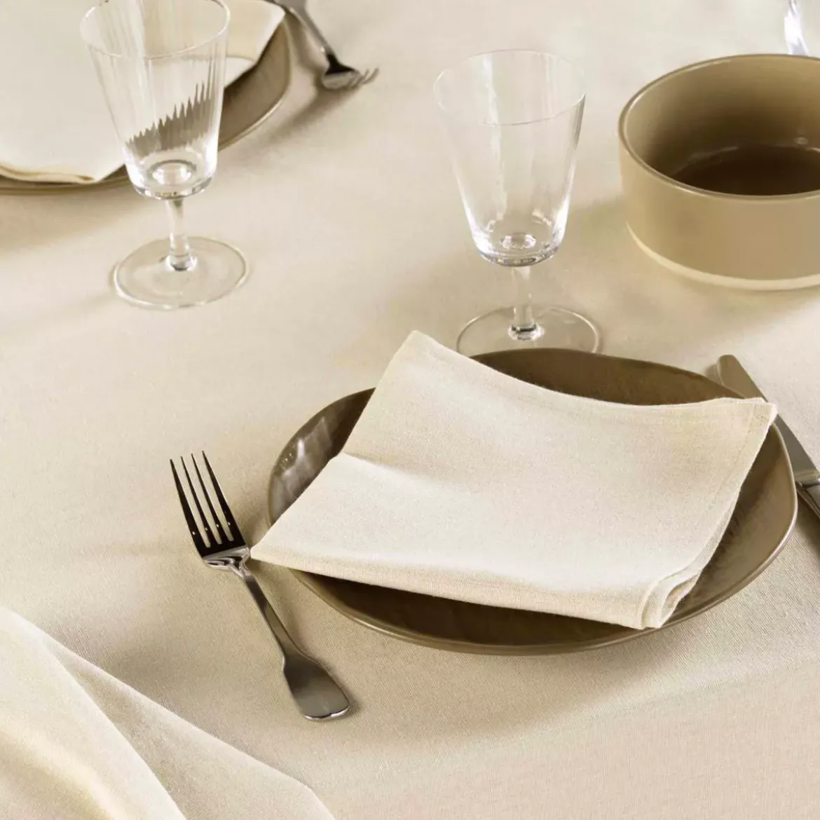 Set di 3 tovaglioli in cotone (40 x 40 cm) Serafine Ecru