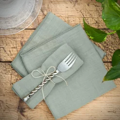 Set di 3 tovaglioli in garza di cotone (40 x 40 cm) Gaïa Verde eucalipto