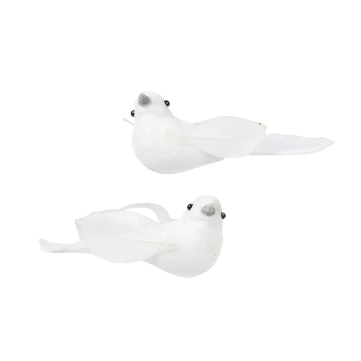 Set di 2 Uccelli su pinza (L11 cm) Niseko Bianco Invernale
