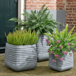 Set di 3 vasi da esterno quadrati (H49-37-27 cm) Jamie Grigio effetto cemento