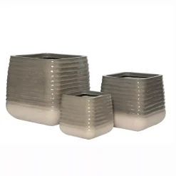 Set di 3 vasi da esterno quadrati (H49-37-27 cm) Jamie Grigio
