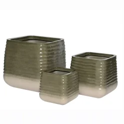 Set di 3 vasi da esterno quadrati (H49-37-27 cm) Jamie Grigio e beige