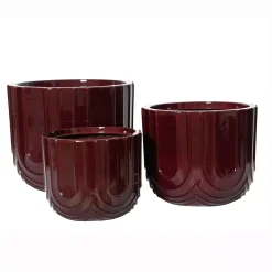 Set di 3 vasi da esterno rotondi (H36-30-24 cm) Milo Bordeaux
