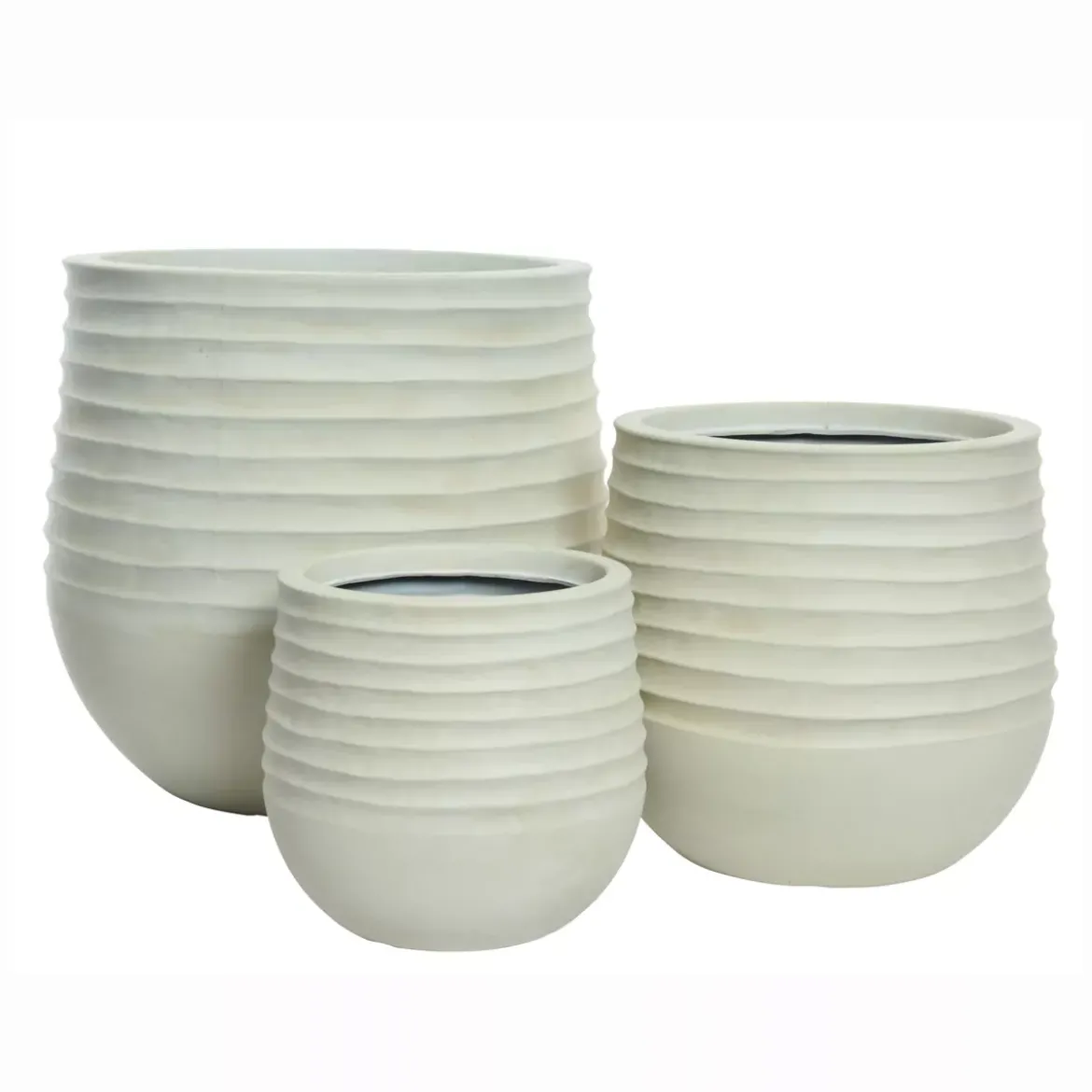 Set di 3 vasi da esterno rotondi (H49-37-27 cm) Jamie Bianco