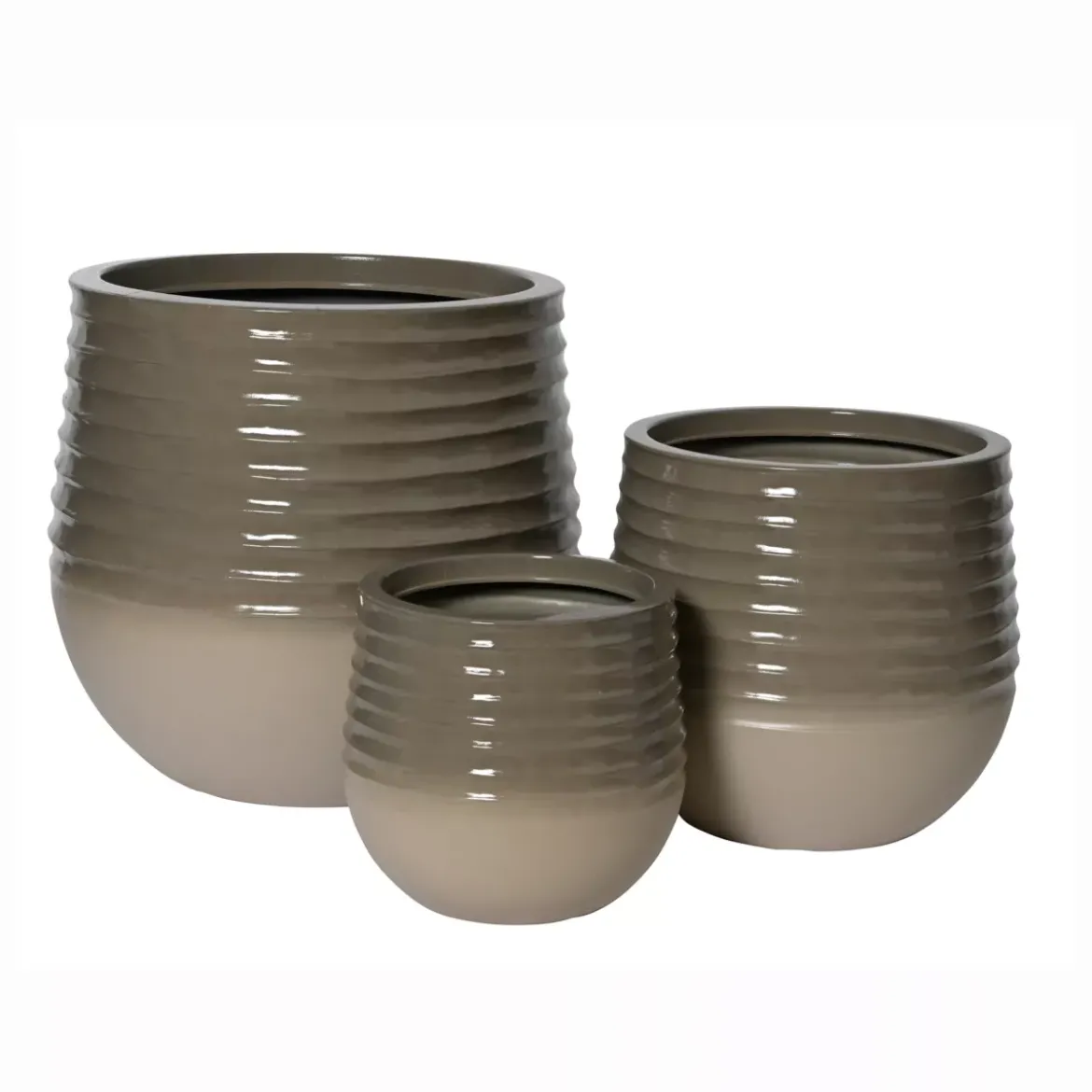 Set di 3 vasi da esterno rotondi (H49-37-27 cm) Jamie Grigio