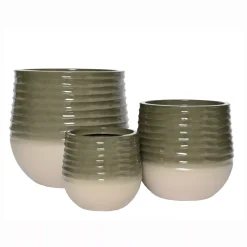 Set di 3 vasi da esterno rotondi (H49-37-27 cm) Jamie Grigio e beige