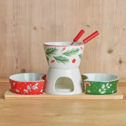 Set per fonduta al cioccolato in porcellana Natale Goloso