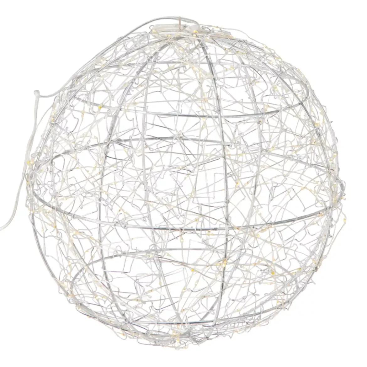Sfera luminosa da appendere 300 micro LED (D25 cm) Luce Polare Argento e bianco caldo