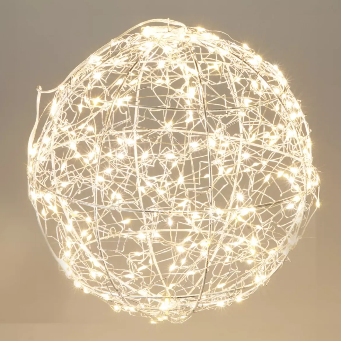 Sfera luminosa da appendere 300 micro LED (D25 cm) Luce Polare Argento e bianco caldo