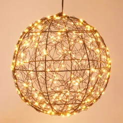 Sfera luminosa da appendere 300 micro LED (D25 cm) Luce Polare Nero e Bianco caldo