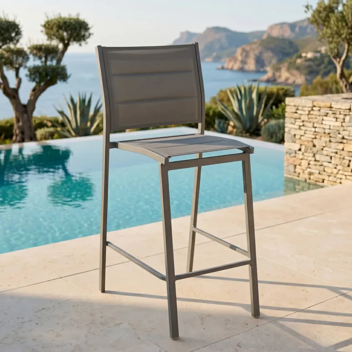 Sgabello da giardino Alluminio impilabile Murano Grigio antracito