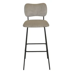 Sgabello da bar con schienale in velluto a coste (Altezza seduta 77cm) Orion Grigio acciaio