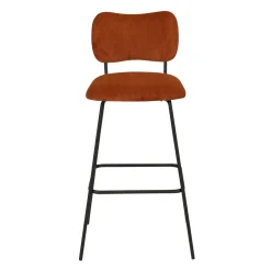 Sgabello da bar con schienale in velluto a coste (Altezza seduta 77cm) Orion Marrone scuro