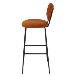 Sgabello da bar con schienale in velluto a coste (Altezza seduta 77cm) Orion Marrone scuro