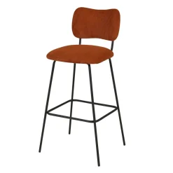 Sgabello da bar con schienale in velluto a coste (Altezza seduta 77cm) Orion Marrone scuro