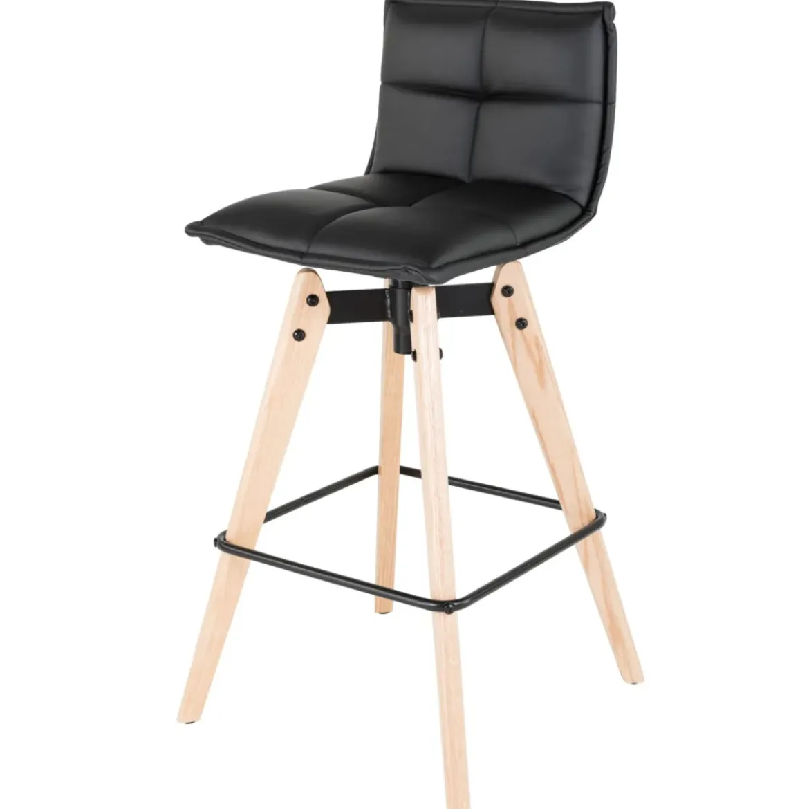 Sgabello da bar girevole con schienale (Altezza seduta 75cm) Osla Nero