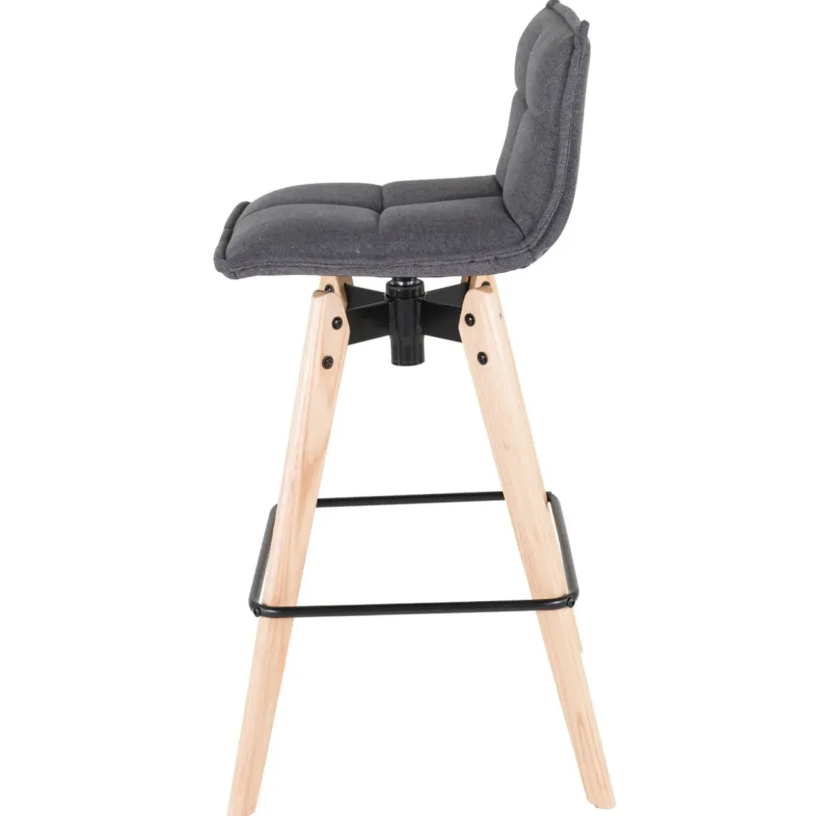 Sgabello da bar girevole con schienale in tessuto (Altezza seduta 75cm) Osla Grigio scuro