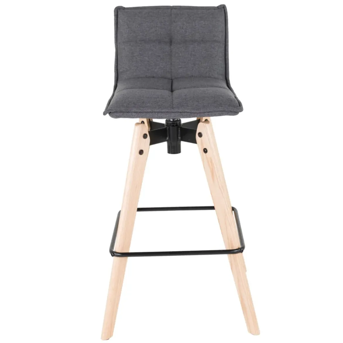 Sgabello da bar girevole con schienale in tessuto (Altezza seduta 75cm) Osla Grigio scuro