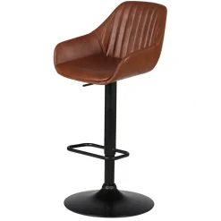 Sgabello isola centrale girevole con schienale in similpelle (Altezza regolabile 62/83 cm) Zila Marrone