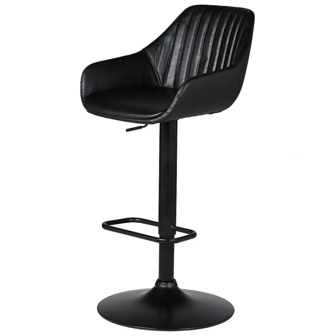Sgabello isola centrale girevole con schienale in similpelle (Altezza regolabile 62/83 cm) Zila Nero
