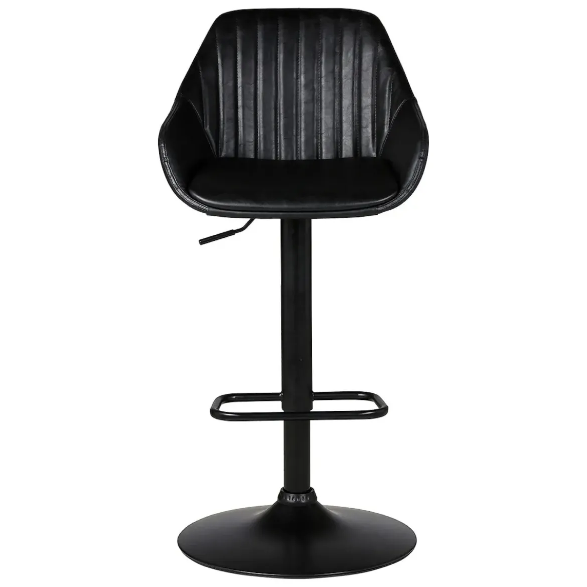 Sgabello isola centrale girevole con schienale in similpelle (Altezza regolabile 62/83 cm) Zila Nero