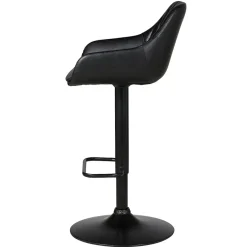 Sgabello isola centrale girevole con schienale in similpelle (Altezza regolabile 62/83 cm) Zila Nero