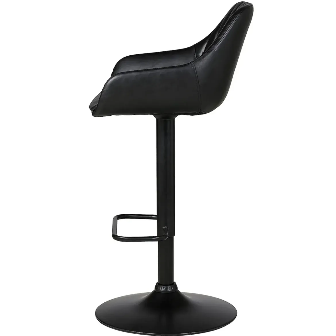 Sgabello isola centrale girevole con schienale in similpelle (Altezza regolabile 62/83 cm) Zila Nero