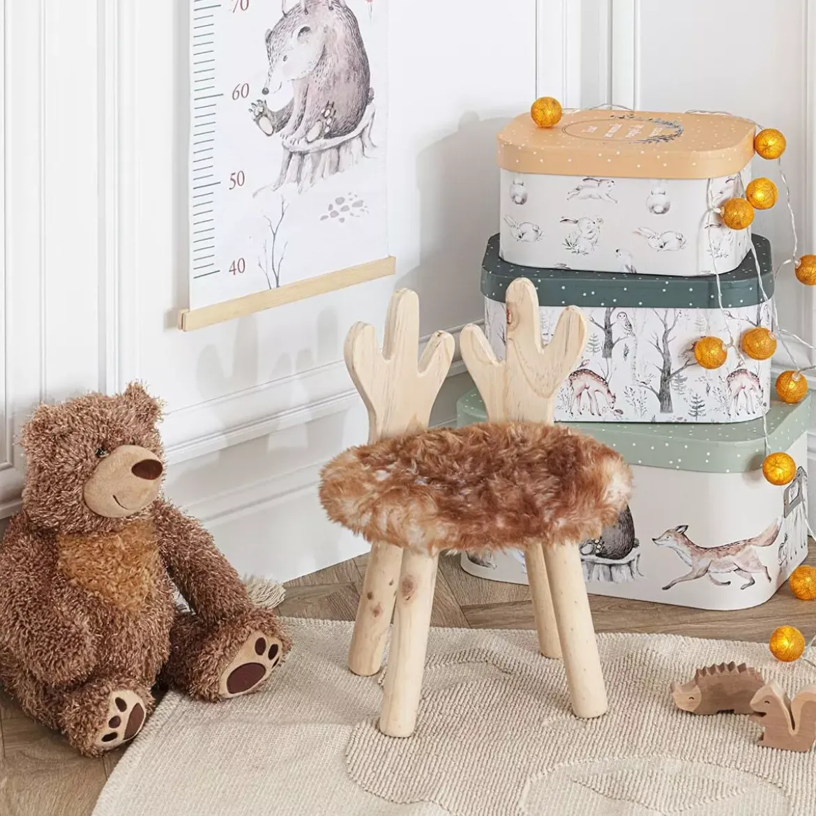 Sgabello per bambini ecopelliccia (38 cm) Cervo Marrone