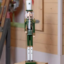 Soldatino Schiaccianoci in legno (H76 cm) Ernest Fiocco Verde scuro