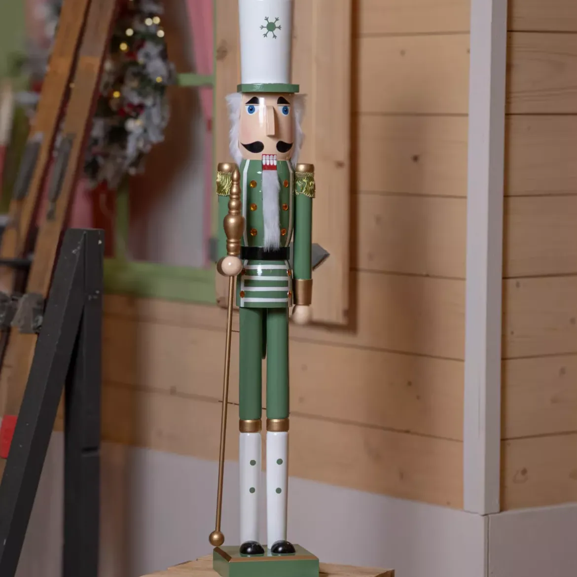Soldatino Schiaccianoci in legno (H92 cm) Viktor Verde