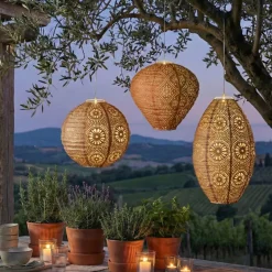 Sospensione da giardino solare (H23 cm) Lanterna traforata Marrone