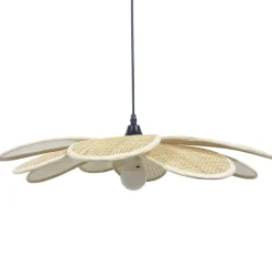 Sospensione luminosa in rattan (D58 cm) Segovia Beige e nero