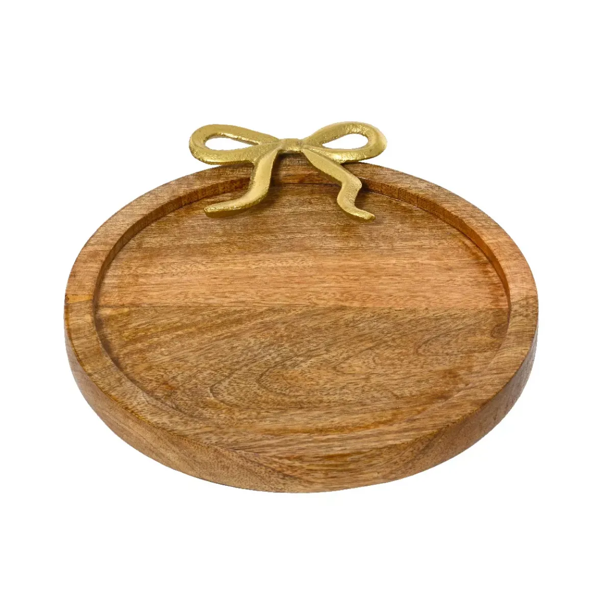 Sottopiatto in legno di mango (D33 cm) Fiocco in oro