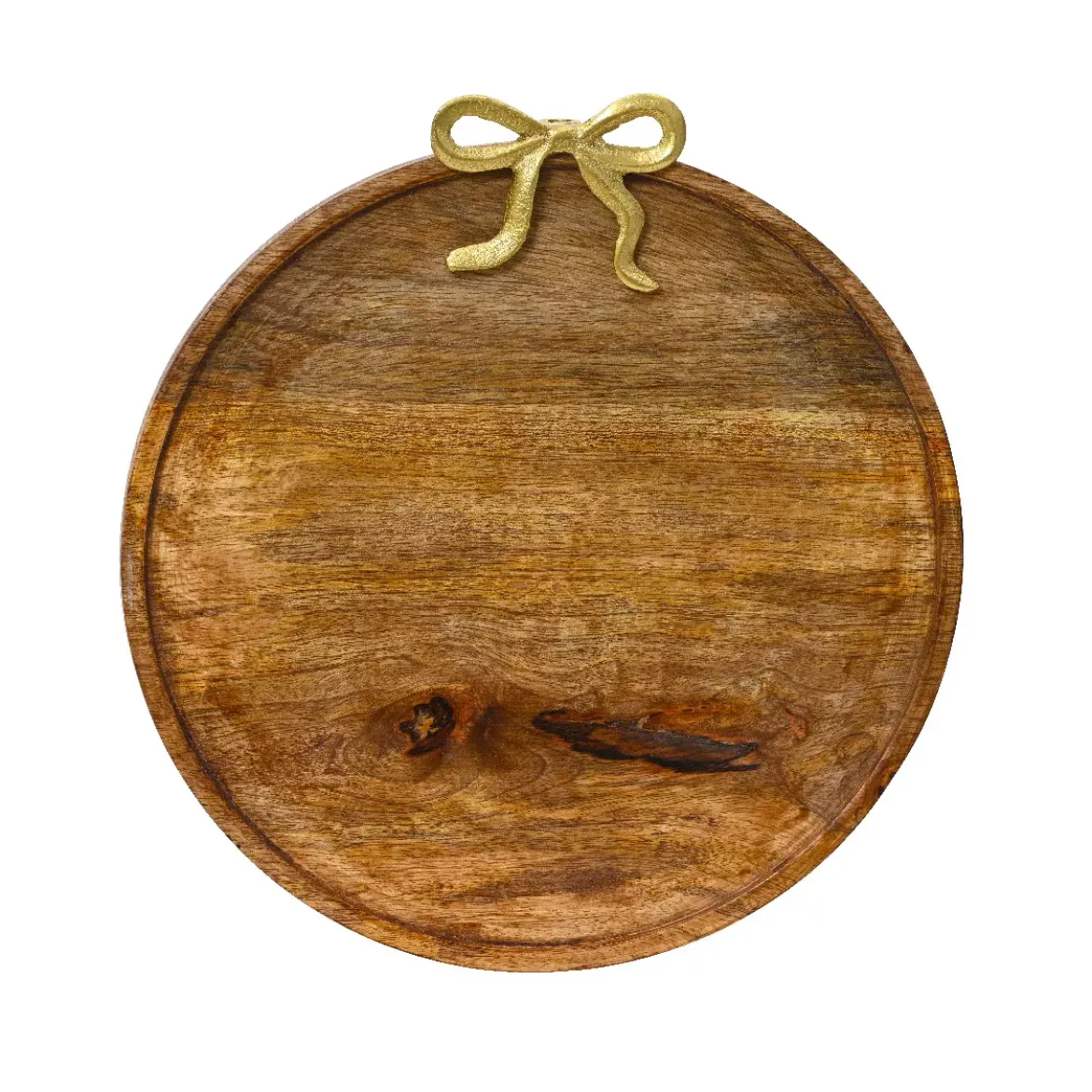 Sottopiatto in legno di mango (D33 cm) Fiocco in oro