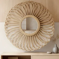 Specchio da parete con cornice in legno (44,5 cm) Elio Naturale