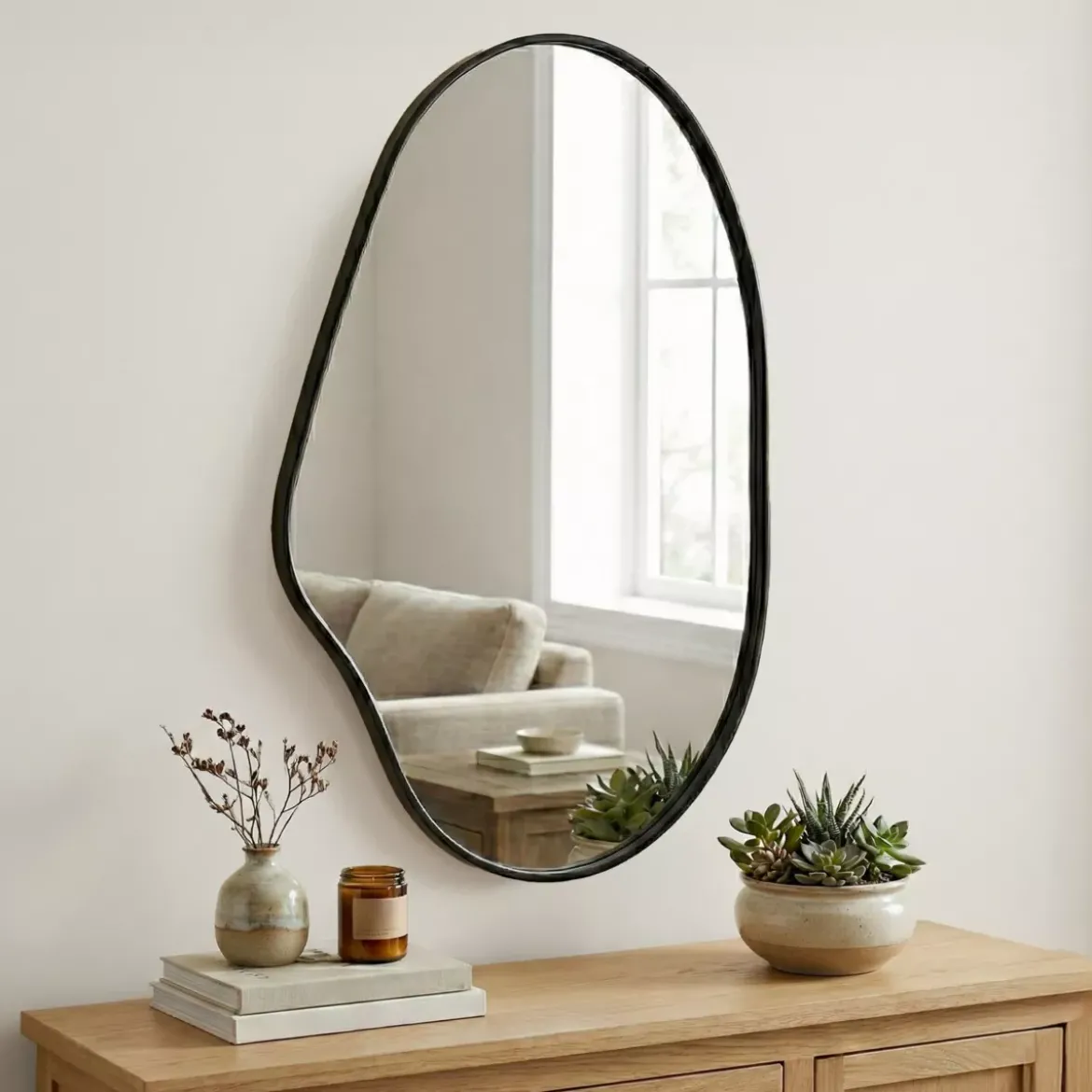 Specchio da parete con cornice (99 cm) Noreal Nero