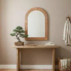 Specchio da parete con cornice in legno (80 cm) Swik Marrone