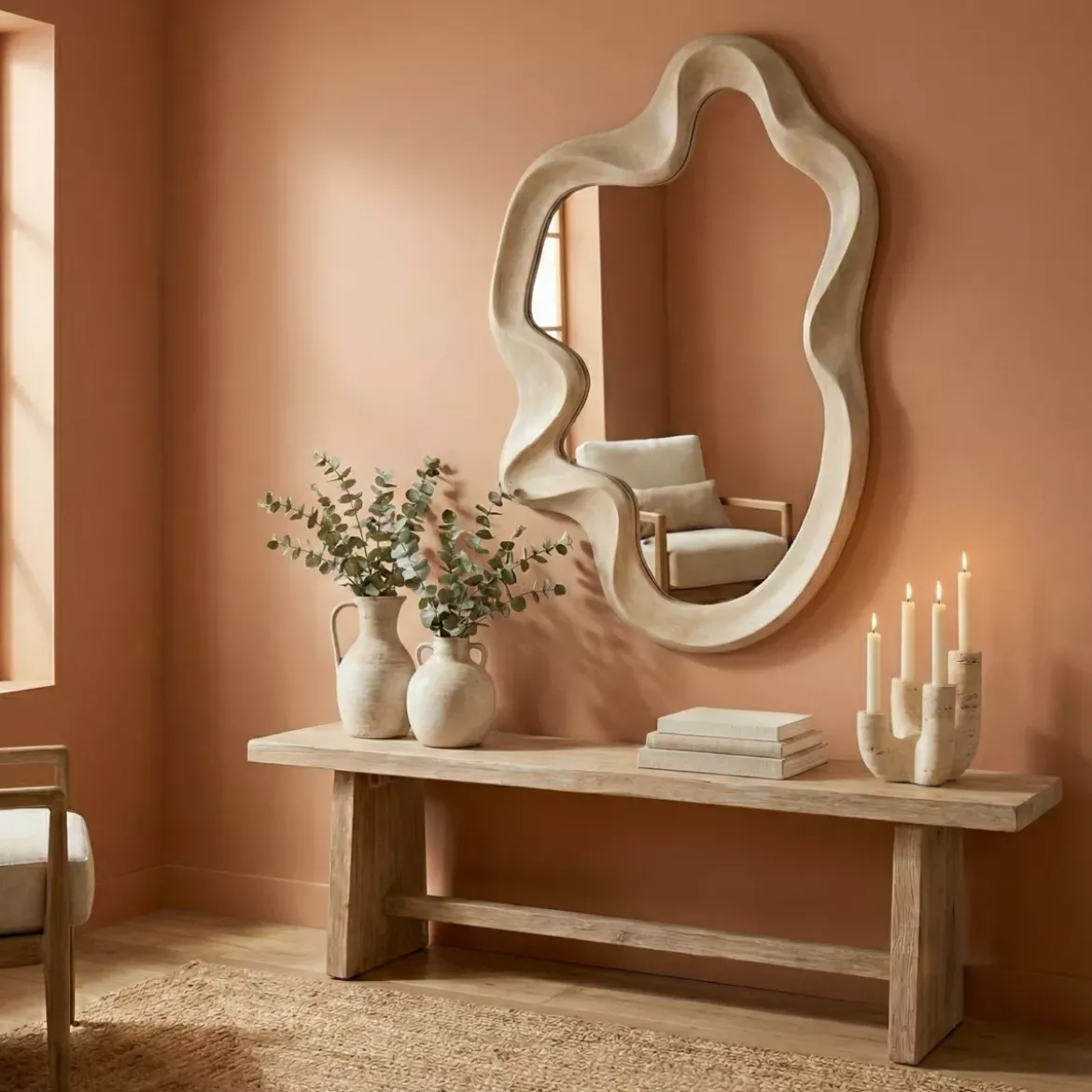 Specchio da parete con cornice in legno (90 cm) Amarosa Marrone