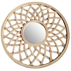 Specchio da parete in bambù (D44.5 cm) Orenna Beige