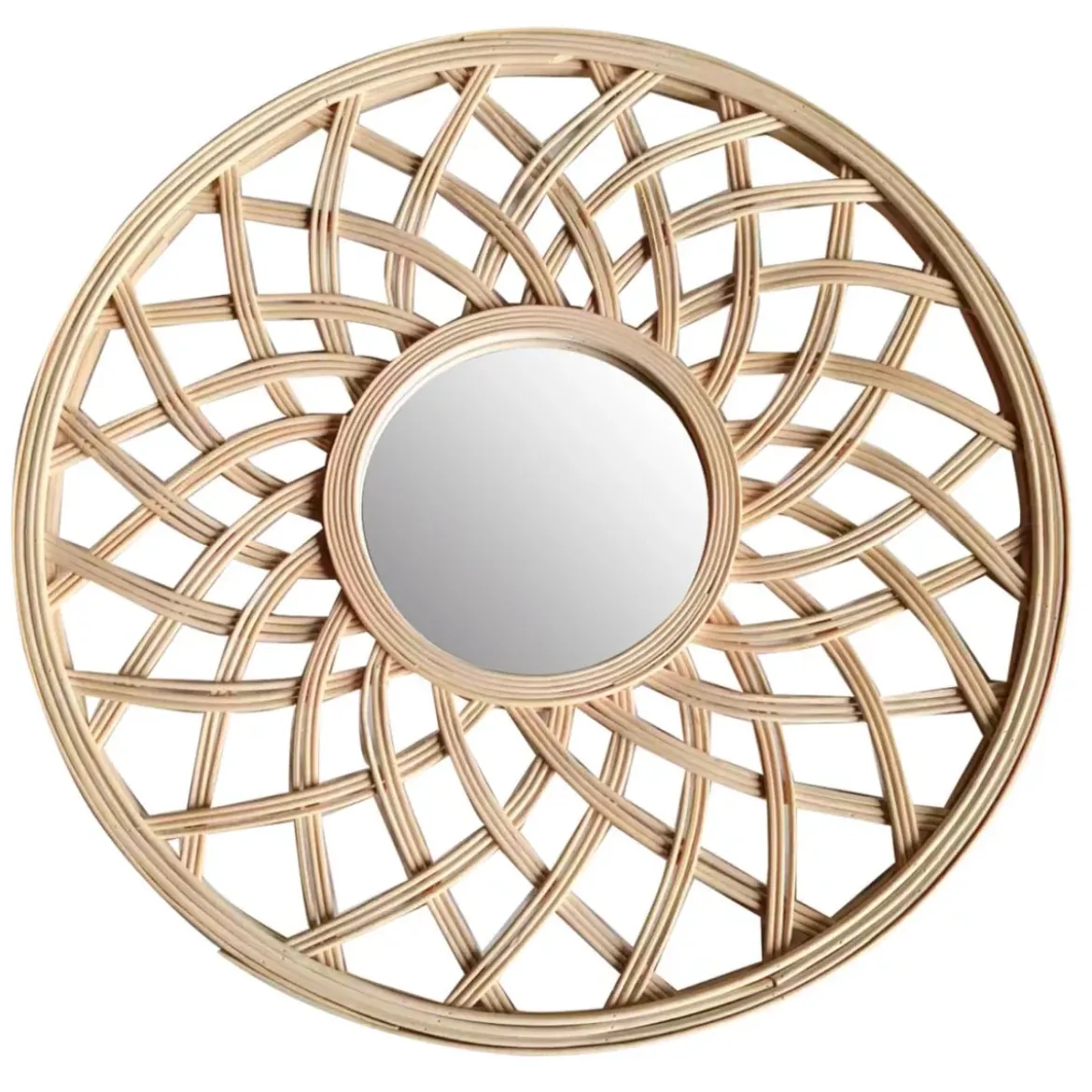 Specchio da parete in bambù (D44.5 cm) Orenna Beige
